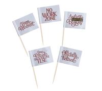 JBSJBS Happy Retirement Pink Cupcake Topper Flags Mini Small Officially Retired No Work Zone Adventure Begins Toothpick Stick Flags Retirement Theme Farewell Birthday Cake Party Theme Decor(100Pcs)