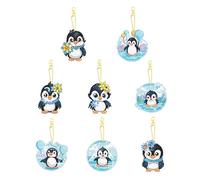 JBTM24 Diamond Painting Keychains Kits, Double Sided Diamond Art Keyrings for Adults, DIY Art Key Rings Ornaments Kits (Penguin)