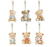 JBTM24 Diamond Painting Keychains Kits, Double Sided Diamond Art Keyrings for Adults, DIY Art Key Rings Ornaments Kits (Bear)