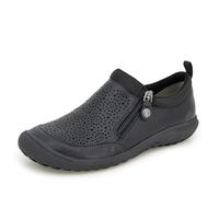 JBU Women's Avery Side Zipper Slip On Comfort Casual Oxford Flat, Black, 10 UK