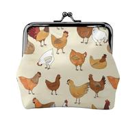 Jbyjbx A Brood Of Chickens Print Compact Coin Purse Cute Small Zipper Wallet With Kiss Lock For Daily Use And Gifts