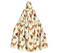 JBYJBX A Brood Of Chickens Print Halloween Cosplay Medieval Festivals For Unisex Full Length Cloak With Hat Hooded