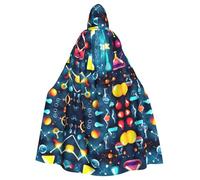 JBYJBX Abstract Science Chemistry Print Hooded Cloak Costume Carnival Indoor Cosplay Cloaks Party Accessory Decor Holiday