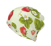 JBYJBX Adult Black Glitter Print Beanie Hats Headwear Beanie Cap Stretch Non Slip Bandanas Sleep Turbans Hats, Lovely Strawberry, One size