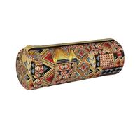 JBYJBX African Textile Patchwork Print Leather Pencil Case Pouch - Slim & Cute Pencil Cases For Adults, Men And Women
