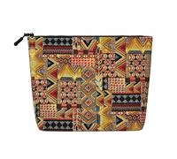 JBYJBX African Textile Patchwork Print Makeup Bag Waterproof Travel Cosmetic Tote Zippered Pouch For Women Toiletry Bag, Black, One Size