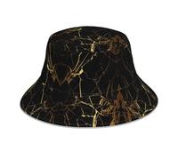 JBYJBX African Textile Patchwork Print Reflective Bucket Hat Men Women Fisherman Cap Adult Casual Rave Hat Double-Sided, 3d Stylish Gold Marbling Texture, One size