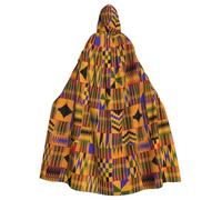 JBYJBX African Weaving Print Halloween Cosplay Medieval Festivals For Unisex Full Length Cloak With Hat Hooded