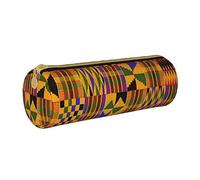 JBYJBX African Weaving Print Leather Pencil Case Pouch - Slim & Cute Pencil Cases For Adults, Men And Women