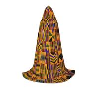 JBYJBX African Weaving Print Unisex Hooded Cloak Halloween Cosplay Costume Christmas Carnival Party Wear Cape