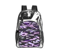 JBYJBX American Camouflage Purple Print Clear Backpack Large Capacity Travel Hiking Work See Through Bookbag with Pocket