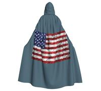 JBYJBX American Flag Independence Fourth Of July Print Halloween Cosplay Medieval Festivals For Unisex Full Length Cloak With Hat Hooded