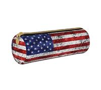 JBYJBX American Flag Independence Fourth Of July Print Leather Pencil Case Pouch - Slim & Cute Pencil Cases For Adults, Men And Women
