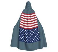 JBYJBX American Flag Stars Stripes Print Halloween Cosplay Medieval Festivals For Unisex Full Length Cloak With Hat Hooded