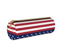 JBYJBX American Flag Stars Stripes Print Leather Pencil Case Pouch - Slim & Cute Pencil Cases For Adults, Men And Women
