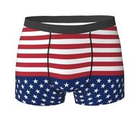 JBYJBX American Flag Stars Stripes Print Men'S Boxer Briefs Soft Comfortable Underwear Trunks, Stretch Mens Boxer Shorts, Black, Large