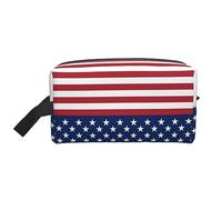 JBYJBX American Flag Stars Stripes Print Travel Storage Bag Capacity Zippered For Toiletries Cosmetics Daily Essentials, White, One Size, White, One Size