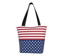 JBYJBX American Flag Stars Stripes Print Trendy Lightweight Shoulder Tote Bag Travel Beach Work Commuting Multiple Occasions