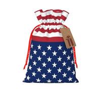 JBYJBX American Flag Stars Stripes Printing Christmas Drawstring Gift Bags Holiday Sack For Xmas Party Favor Filler Present