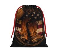 JBYJBX American Flag With Cowboy Boots Print Convenience Drawstring Gift Multipurpose Pouches Daily Storage Travel Essentials