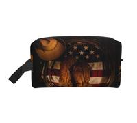 JBYJBX American Flag With Cowboy Boots Print Travel Storage Bag Capacity Zippered For Toiletries Cosmetics Daily Essentials, White, One Size, White, One Size