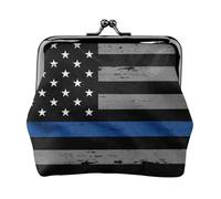 Jbyjbx American Thin Blue Line Flag Print Compact Coin Purse Cute Small Zipper Wallet With Kiss Lock For Daily Use And Gifts