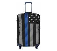 JBYJBX American Thin Blue Line Flag Print Suitcase Cover Luggage Protector Washable Elastic Fashionable Travel Gear Cover, Black, M