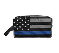 JBYJBX American Thin Blue Line Flag Print Travel Storage Bag Capacity Zippered For Toiletries Cosmetics Daily Essentials, White, One Size, White, One Size