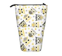 JBYJBX Animal Cartoon Owls Cute Print Pencil Case Multipurpose Telescopic Pencil Case Organizer, Stationery Storage Bag, Black, One Size