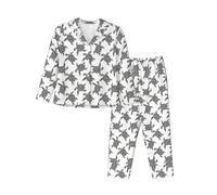 JBYJBX Animals Sea Turtles Print Soft Button Top With Pants Fall Pajamasï¼ŒChic Women'S Long-Sleeved Pajama Set, Black, Large