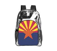 JBYJBX Arizona state flag Print Clear Backpack Large Capacity Travel Hiking Work See Through Bookbag with Pocket