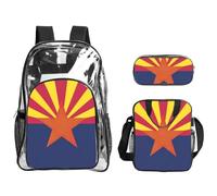 JBYJBX Arizona State Flag Print Unisex Transparent Backpack Set for School Travel Outdoor 3-Piece Clear Lunch Bag