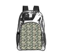JBYJBX Army Digital Camouflage Print Clear Backpack Large Capacity Travel Hiking Work See Through Bookbag with Pocket