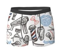 JBYJBX Barber Shop Monochrome Style Print Men'S Boxer Briefs Soft Comfortable Underwear Trunks, Stretch Mens Boxer Shorts, Black, Large