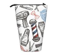 JBYJBX Barber Shop Monochrome Style Print Pencil Case Multipurpose Telescopic Pencil Case Organizer, Stationery Storage Bag