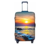 JBYJBX Beach And Sunset Print Suitcase Cover Luggage Protector Washable Elastic Fashionable Travel Gear Cover, Black, Large