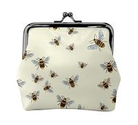 Jbyjbx Bee Print Compact Coin Purse Cute Small Zipper Wallet With Kiss Lock For Daily Use And Gifts