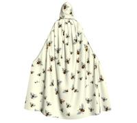 JBYJBX Bee Print Halloween Cosplay Medieval Festivals For Unisex Full Length Cloak With Hat Hooded