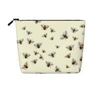 JBYJBX Bee Print Makeup Bag Waterproof Travel Cosmetic Tote Zippered Pouch For Women Toiletry Bag, Black, One Size, Black, One Size