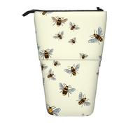 JBYJBX Bee Print Pencil Case Multipurpose Telescopic Pencil Case Organizer, Stationery Storage Bag, Black, One Size