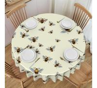 JBYJBX Bee Print Round Tablecloth 60 in Spring/Summer Washable Table Cover for Indoor Outdoor Decor