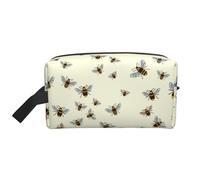 JBYJBX Bee Print Travel Storage Bag Capacity Zippered For Toiletries Cosmetics Daily Essentials, White, One Size, White, One Size