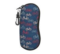 JBYJBX Bikes Bicycle Cycling Print Glasses Case Lightweight Travel Eyeglass Sunglasses Cover, Zipper Eyeglasses Frame, Black, One size