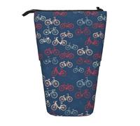 JBYJBX Bikes Bicycle Cycling Print Pencil Case Multipurpose Telescopic Pencil Case Organizer, Stationery Storage Bag, Black, One Size