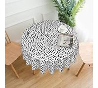JBYJBX Black and White Dot Print Washable 60in Round Wrinkle Freetablecloth Birthday Home Dinner Picnic Party Decor