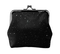 Jbyjbx Black Glitter Print Compact Coin Purse Cute Small Zipper Wallet With Kiss Lock For Daily Use And Gifts