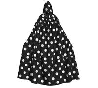 JBYJBX Black & White Big Dot Print Halloween Cosplay Medieval Festivals For Unisex Full Length Cloak With Hat Hooded