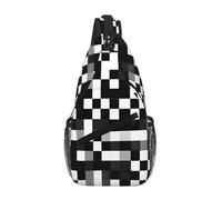 JBYJBX Black White Formula Checkered Pattern Print Unisex Cross Chest Bag Diagonal Sling Backpack Capacity For Travel Hiking Daily Use