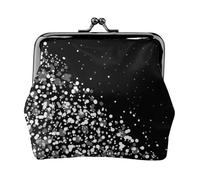 Jbyjbx Black White Glitter Print Compact Coin Purse Cute Small Zipper Wallet With Kiss Lock For Daily Use And Gifts