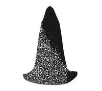 JBYJBX Black White Glitter Print Unisex Hooded Cloak Halloween Cosplay Costume Christmas Carnival Party Wear Cape